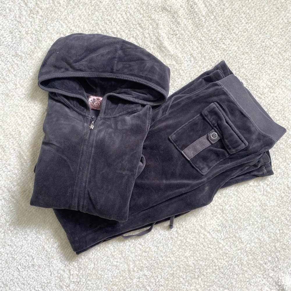 Juicy Couture Charcoal Gray Velour Tracksuit P
